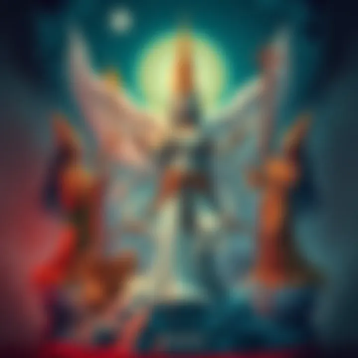 Great Mother Goddess Illustration A representation of the Great Mother Goddess surrounded by various goddesses from different cultures, showcasing unity in diversity.