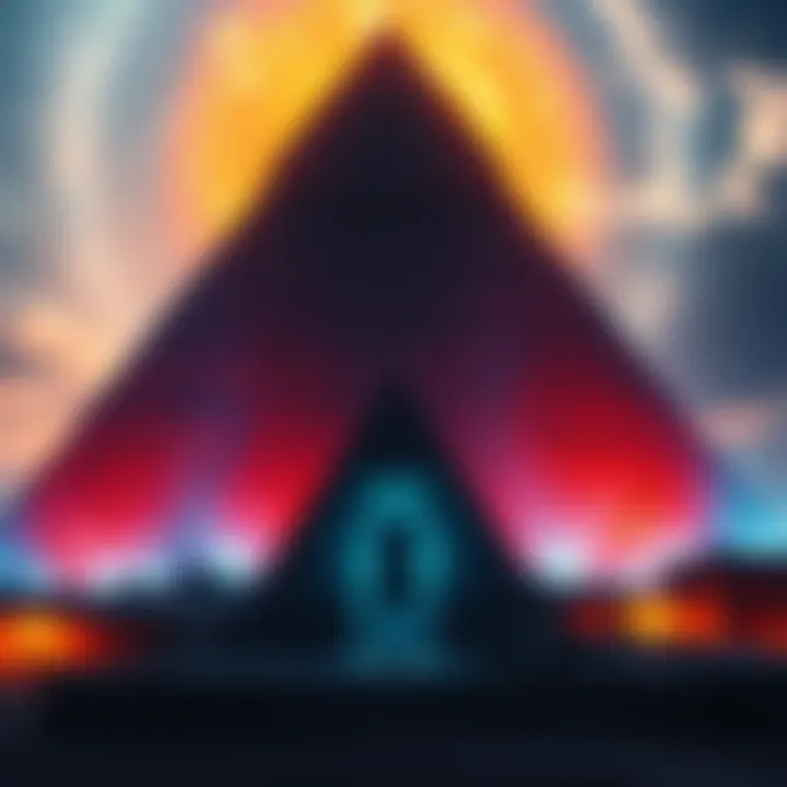 The Great Pyramid of Giza with glowing energy symbols around it, suggesting its use as an ancient power generator.