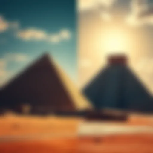 Side-by-side view of the Great Pyramid in Egypt and the Pyramid of the Sun in Mexico, highlighting their architectural similarities