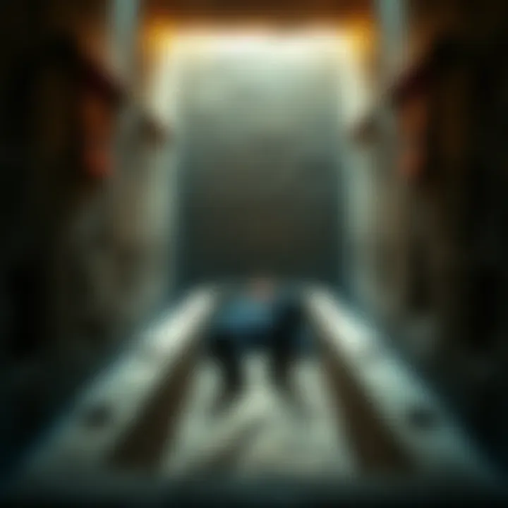 Individual laying inside the sarcophagus in the King's Chamber of the Great Pyramid, surrounded by stone walls