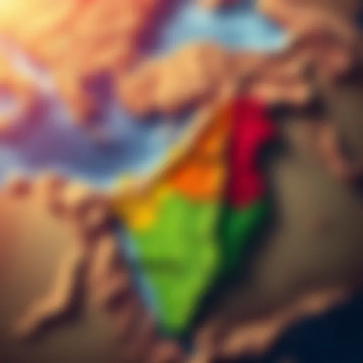 A detailed map highlighting regions associated with the Greater Israel theory, showing modern borders and ancient claims.