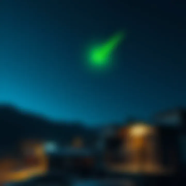 Green Object in Ladakh Sky A bright green object zipping across the sky in Diskit, Leh Ladakh, near a hotel balcony, performing zigzag movements.