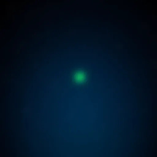 A bright green dot glowing in a dark night sky, surrounded by stars, capturing people's attention.