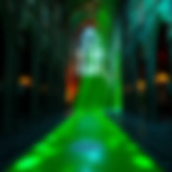 A green shadow appears on the floor inside Saint Patrick's Cathedral, creating an eerie atmosphere.