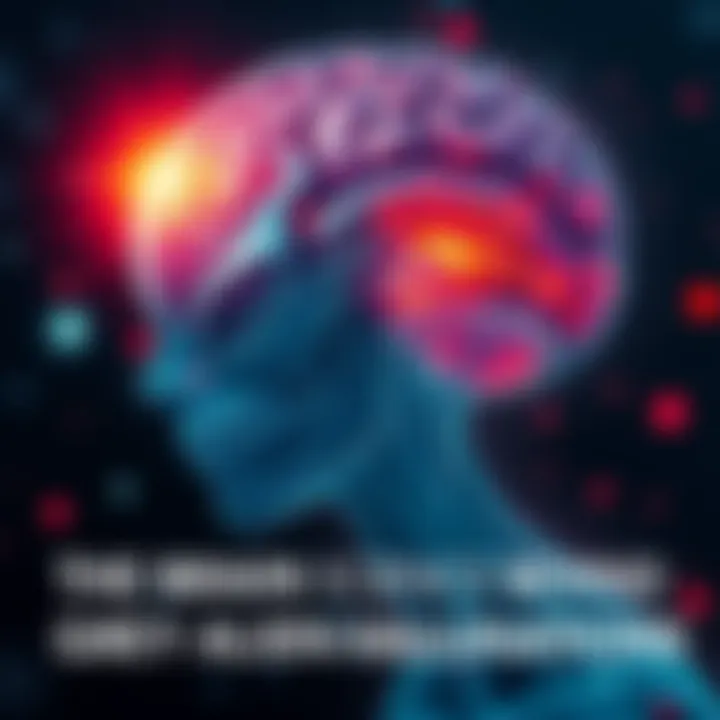 Illustration of a grey alien in a human mind, highlighting brain areas related to vision and perception.