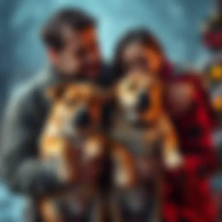 A heartbroken couple embraces while holding their two cherished dogs, remembering them after a tragic Christmas incident