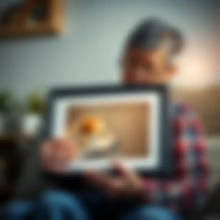 A sad pet owner holding a framed photo of their beloved dog, expressing deep sorrow and love