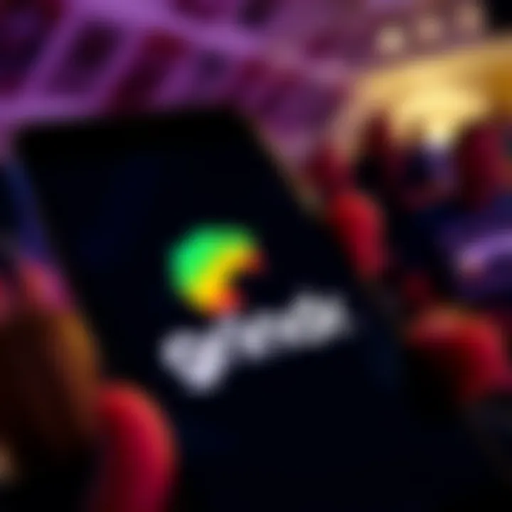 Grindr app logo displayed on a smartphone screen during a political event.
