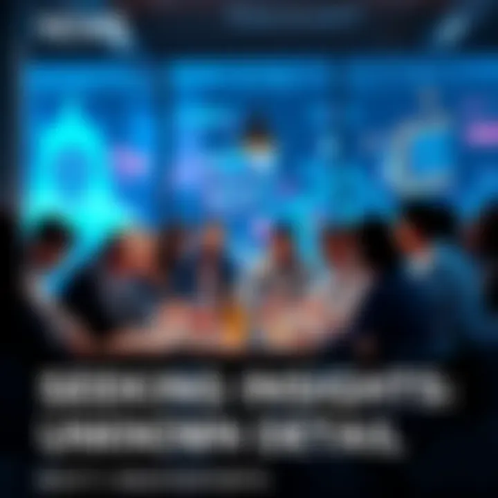 Group discussing unknown topics A diverse group of people gathered around a table sharing ideas and insights about various mysterious subjects.