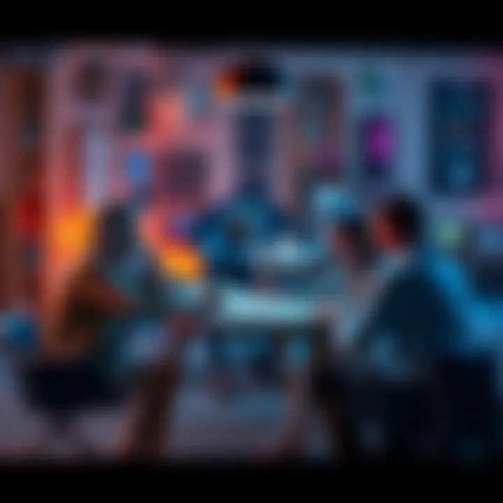 A group of people sitting together discussing ideas about conscious artificial intelligence, sharing notes and concepts around a table.