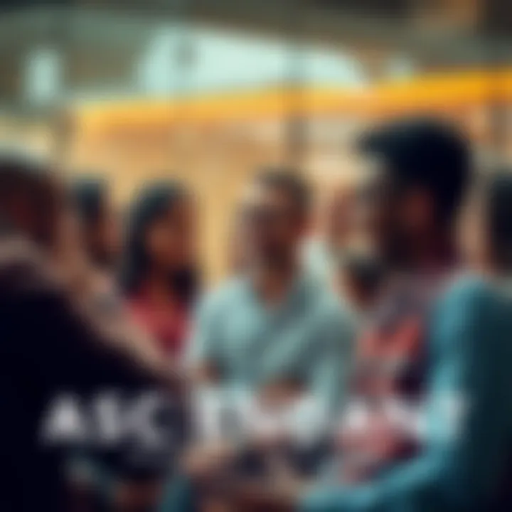 A diverse group of people engaged in a lively conversation about Ascendant meanings, with one person speaking animatedly.