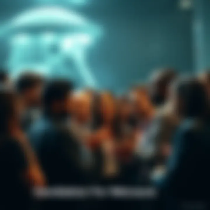 A diverse group of people engaging in a lively conversation about Disclosure Day and its potential revelations, some appearing excited while others look skeptical.