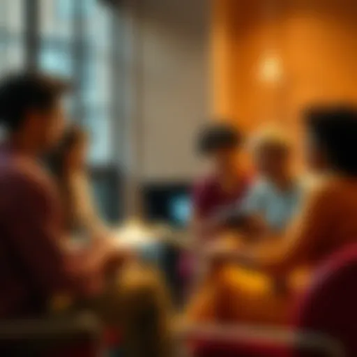 A diverse group of people sitting together, engaging in a discussion about reading challenges and sharing tips for improvement.