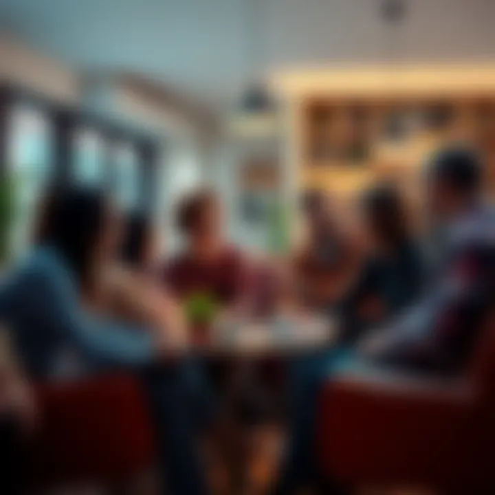 A group of people sharing advice on relationships, marriage, and career choices in a cozy setting