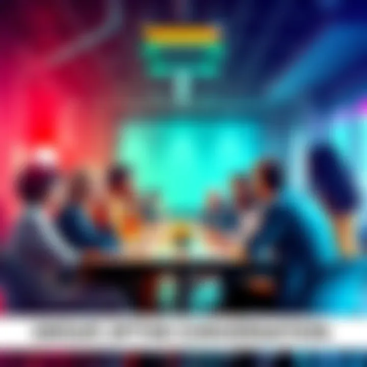 A diverse group of people engaged in a lively conversation around a table, sharing ideas and thoughts.