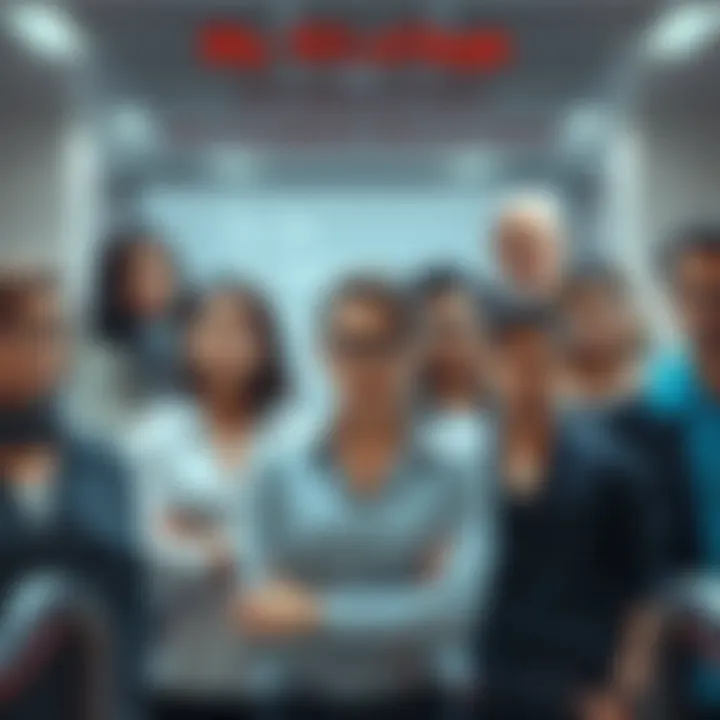 Group of People Looking Confused A diverse group of people standing together, looking puzzled and confused, reflecting on their ideas about intelligence.