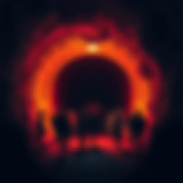 A group of strangers approaching a dark tunnel entrance, shrouded in shadows and intrigue.