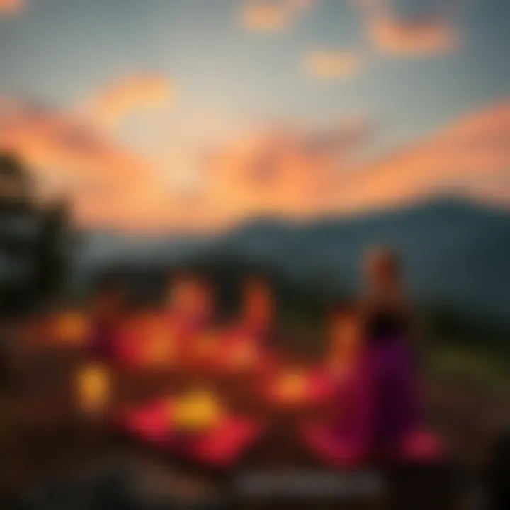 People practicing energisation techniques in a serene setting to promote health and wellness