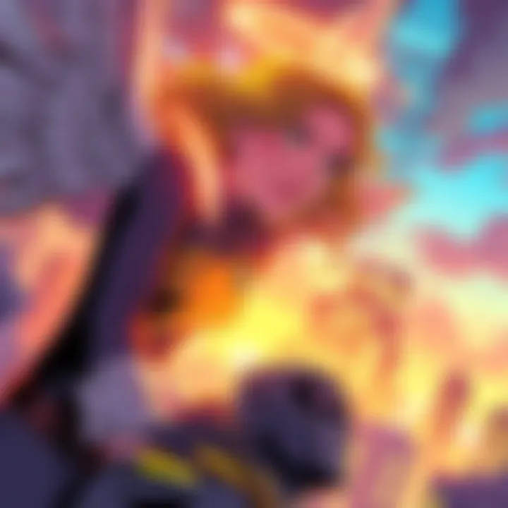 A guardian angel character, with glowing wings and a gentle smile, watches over a comic book character in a city setting, symbolizing protection and guidance.