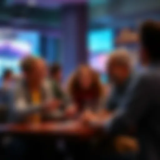 Group of people engaged in a guessing game, sharing laughs and making guesses about each other's identities