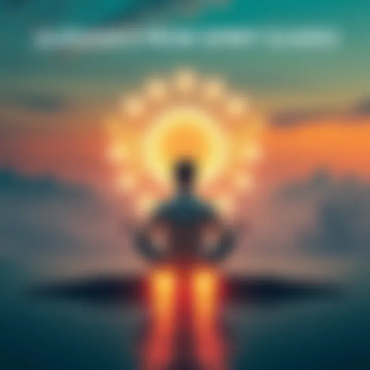 A serene scene depicting a person sitting peacefully with glowing orbs of light around them, symbolizing messages from spirit guides. The background suggests a calm, spiritual atmosphere.