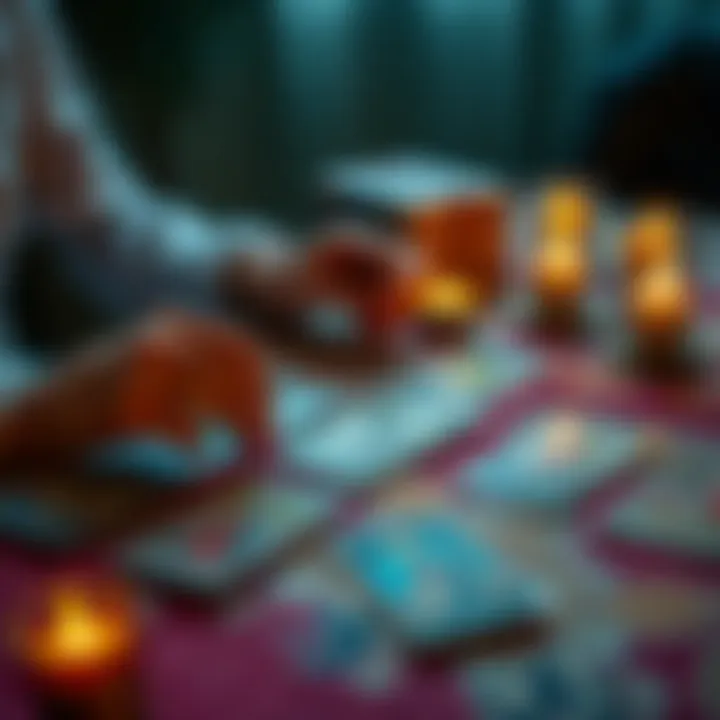 A practitioner lays out Tarot cards on a table, ready to offer insight and guidance to clients.