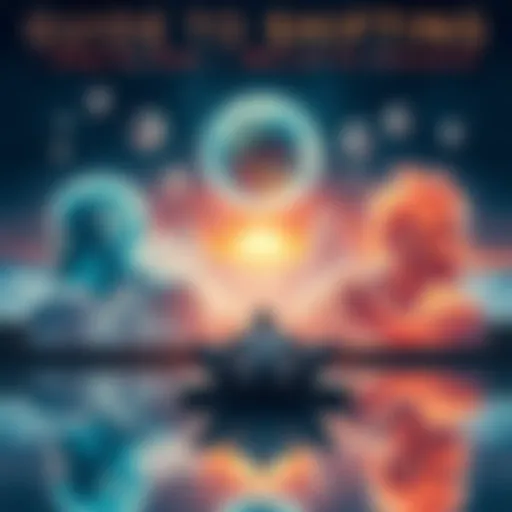 A person relaxing in a calm environment with visual elements representing different realities around them, indicating the process of shifting consciousness.