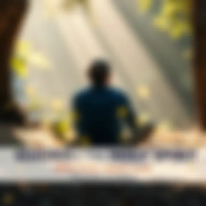 A person sitting quietly in a peaceful setting, reflecting and opening their heart to the Holy Spirit's guidance, surrounded by soft light and nature.