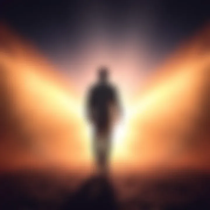 Guiding Loved Ones to the Light A serene image depicting a person standing in a soft glowing light, symbolizing guidance for loved ones in the afterlife.