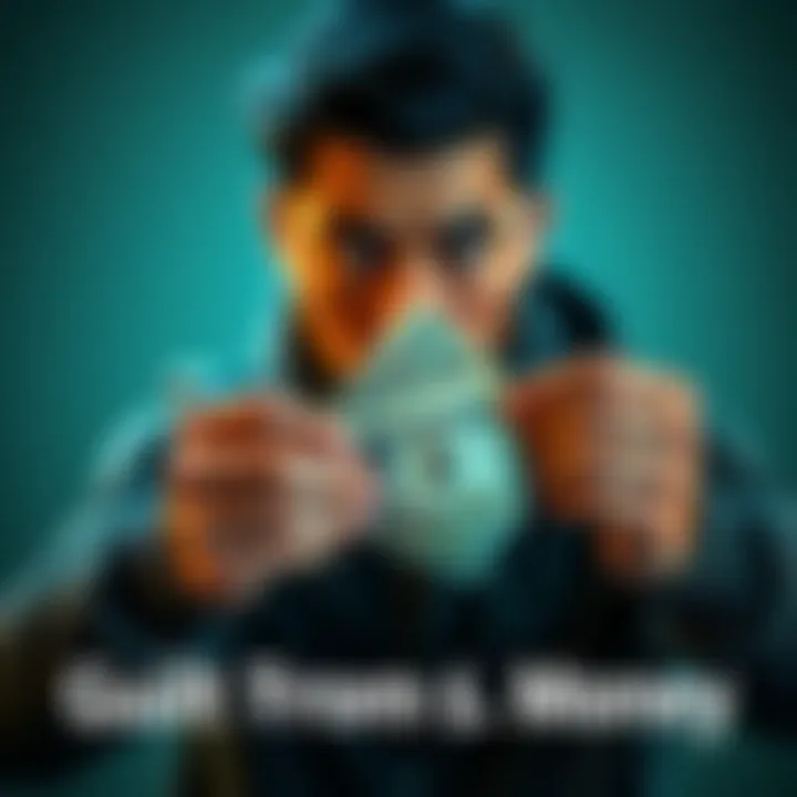 A person holding cash with a worried expression, symbolizing guilt over receiving money effortlessly