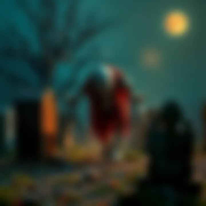 Gulyabani the Ghoul A terrifying ghoul from Turkish folklore with backward feet, lurking in a dark graveyard, ready to ambush a traveler at night.