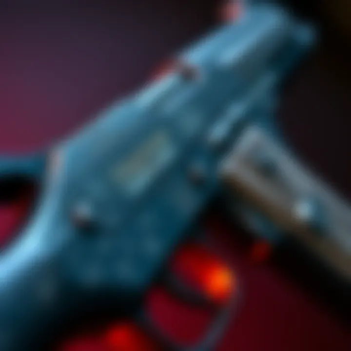 A close-up of a firearm featuring engravings related to trans ideology, showing intricate designs and text.