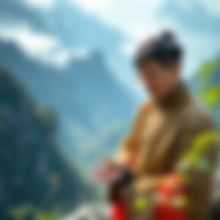 Guo Shyan at Dharma Drum Mountain Guo Shyan discussing the significance of Dharma Drum Mountain, surrounded by nature and serene environment