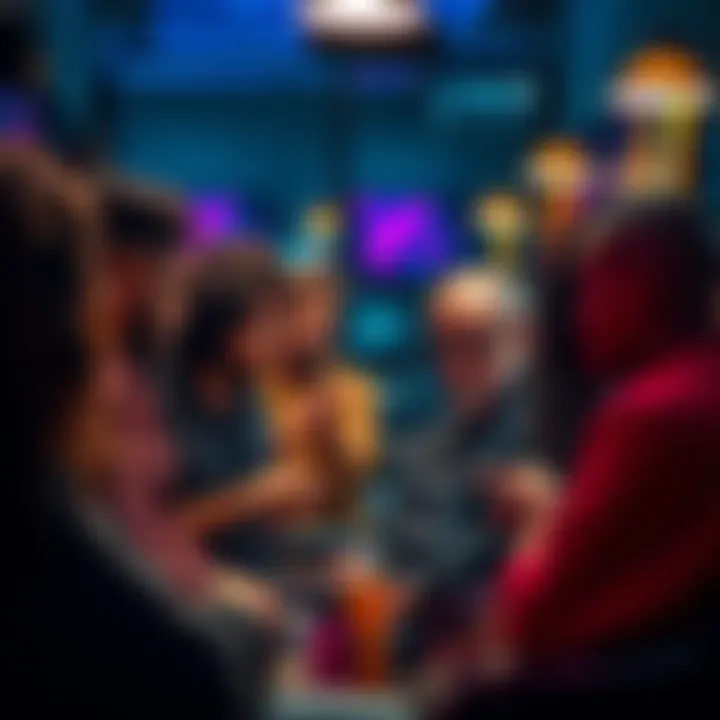 A group of people discussing the spiritual significance of hair in a barbershop setting, with scissors and hair products visible, emphasizing conversation and interaction.