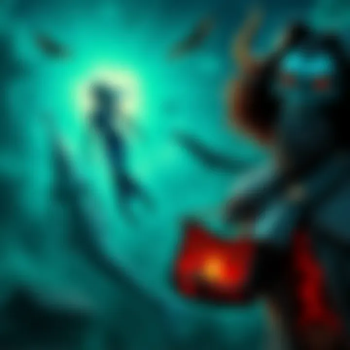 A collage of Haitian urban legends featuring Lougawou, a mermaid, a Djab spirit, and a bokor.