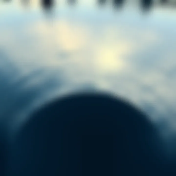 A half circle reflection creates a dark shadow on the water's surface, showcasing an optical illusion.