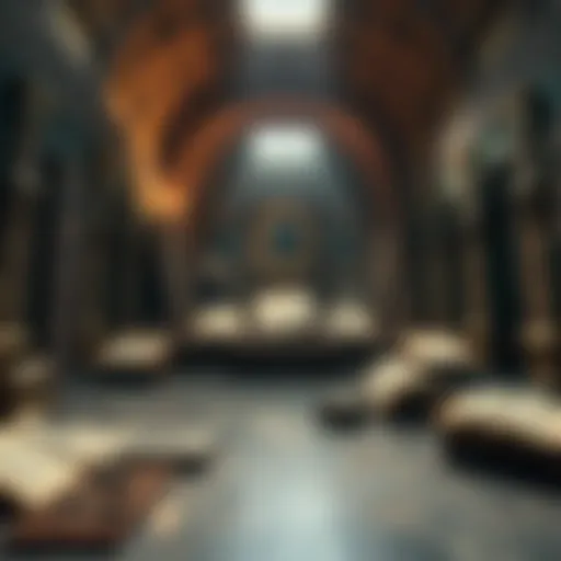 A glimpse inside the Hall of Records showing ancient scrolls and artifacts