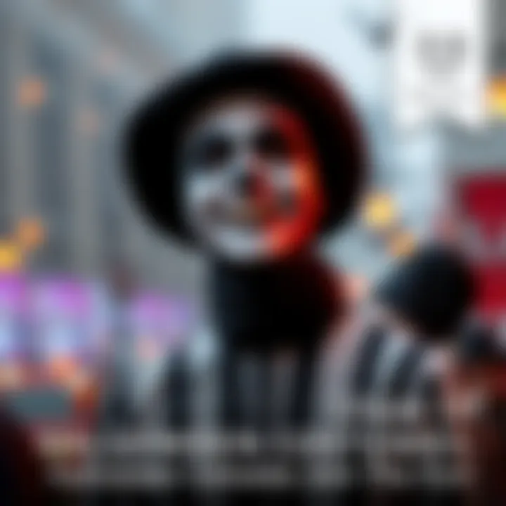 A person in a black and white mime costume with face paint, smiling and ready for Halloween festivities