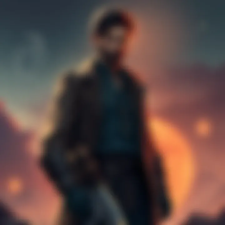 Hamza standing confidently, showcasing strategic silence and ambition, with a backdrop symbolizing Capricorn traits and the Dhanishta nakshatra.