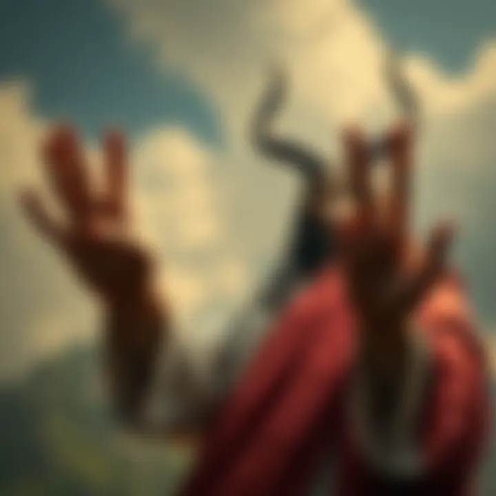 Hand gestures of Jesus and Baphomet A comparison of Jesus performing a hand gesture resembling that of Baphomet, highlighting the similarities in their poses.