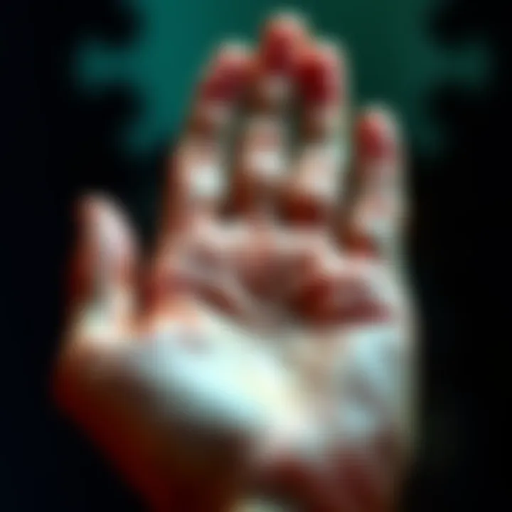 Hand showing palmistry lines A close-up of a hand with clear lines indicating child and marriage lines on the palm