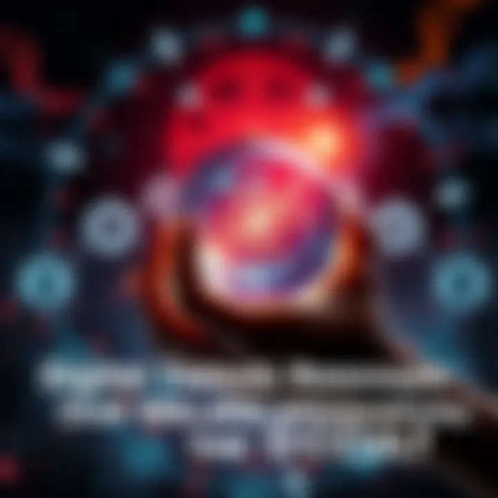 A person holding a crystal ball with digital symbols around it, representing the intersection of technology and the occult
