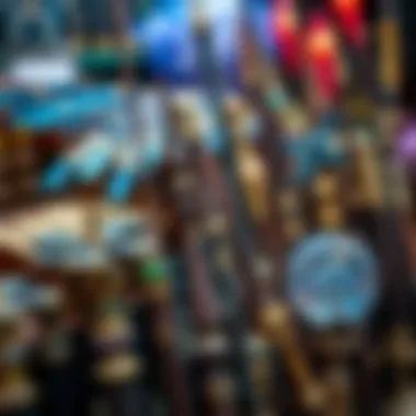 Handcrafted magical wand collection A display of unique handcrafted wands showcasing various designs and craftsmanship