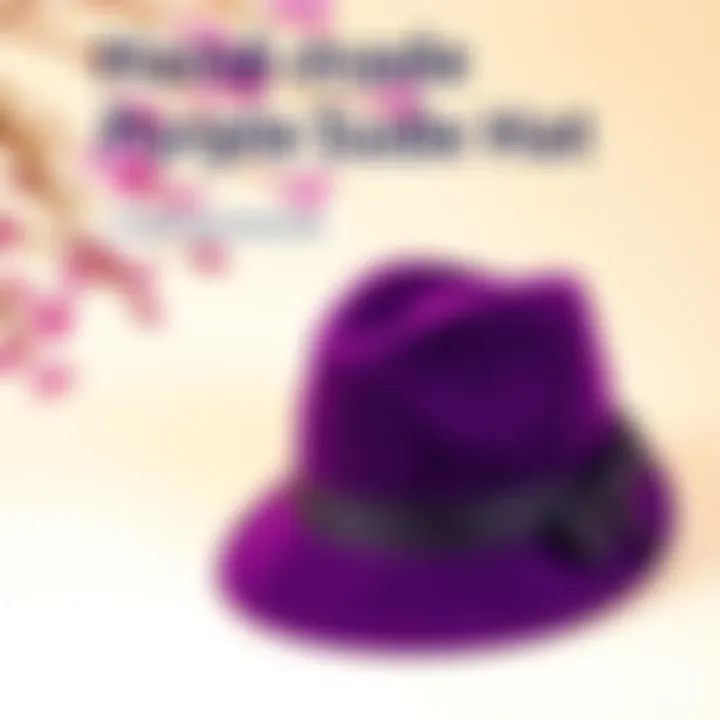 Handmade Purple Suede Hat A stylish handmade purple suede hat displayed on a neutral background, symbolizing spring fashion and positivity.