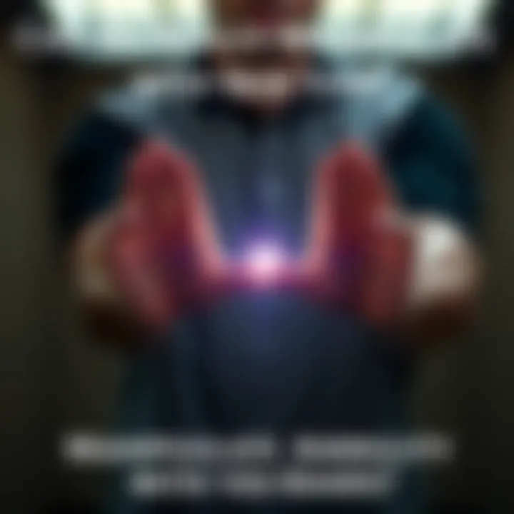 A person holding their hands apart, with a glowing light between them, illustrating the concept of energy manipulation.