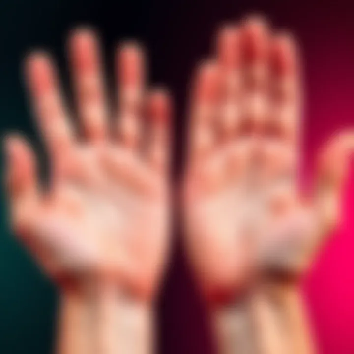 A close-up of a left and right hand side by side, highlighting the differences between dominant and non-dominant hands.