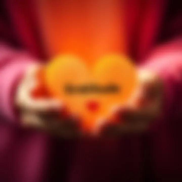 A pair of hands holding a heart-shaped note with the word gratitude written on it, surrounded by soft light
