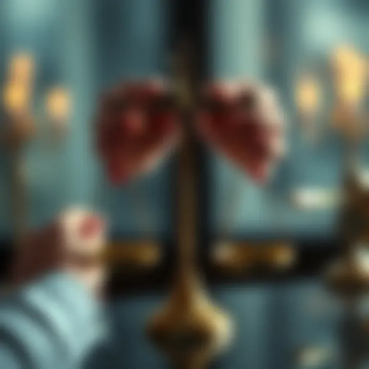 A pair of hands holding a broken set of scales, symbolizing the struggle of accountability and choices in relationships.