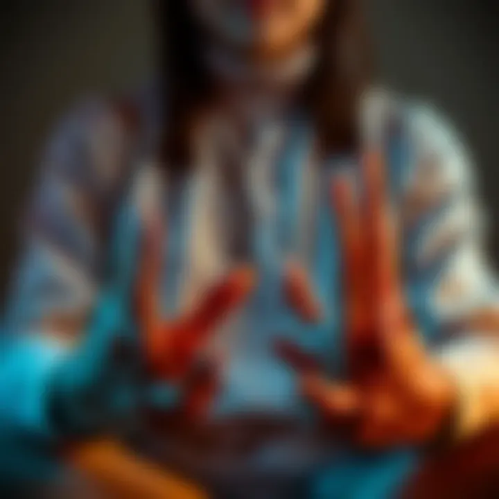 Person meditating with hands in unique positions showing involuntary movements during meditation
