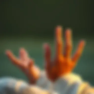 Person meditating with fingers gently lifted